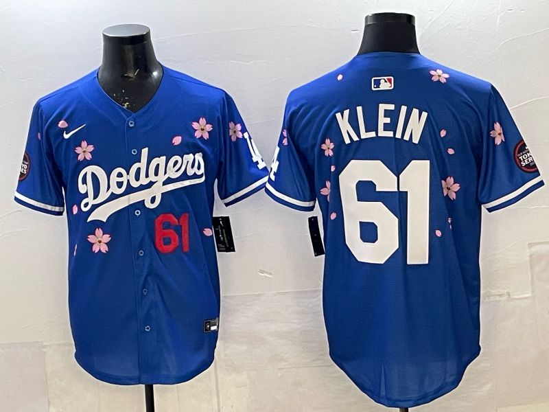 Men 2025 Nike Los Angeles Dodgers #61 Klein Blue Game MLB Jersey 04